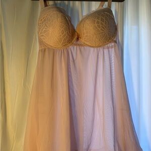 Daisy Fuentes Lace Chemise in Soft Peach